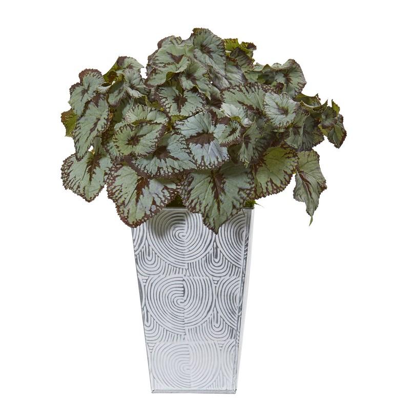 14" Rex Begonia Artificial Plant in Planter