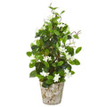 25" Stephanotis Artificial Climbing Plant in Weathered Planter