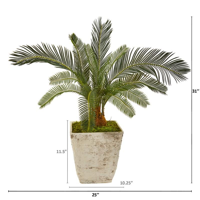 31" Cycas Artificial Plant in White Planter