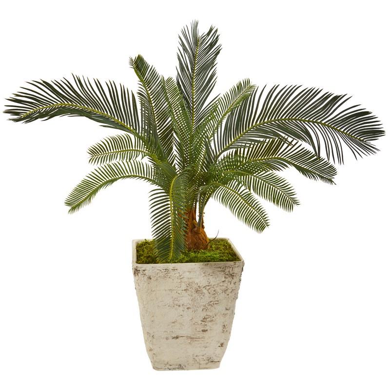 31" Cycas Artificial Plant in White Planter