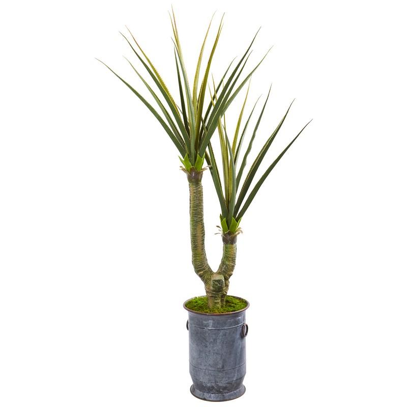 71" Yucca Artificial Plant in Metal Planter