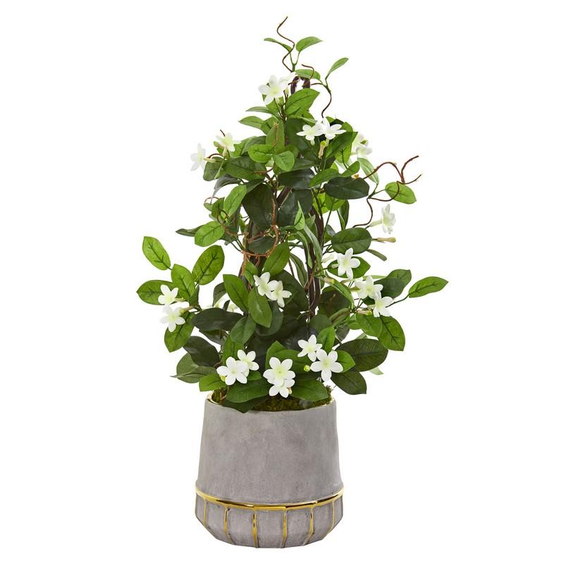 26" Stephanotis Artificial Plant in Stoneware Planter