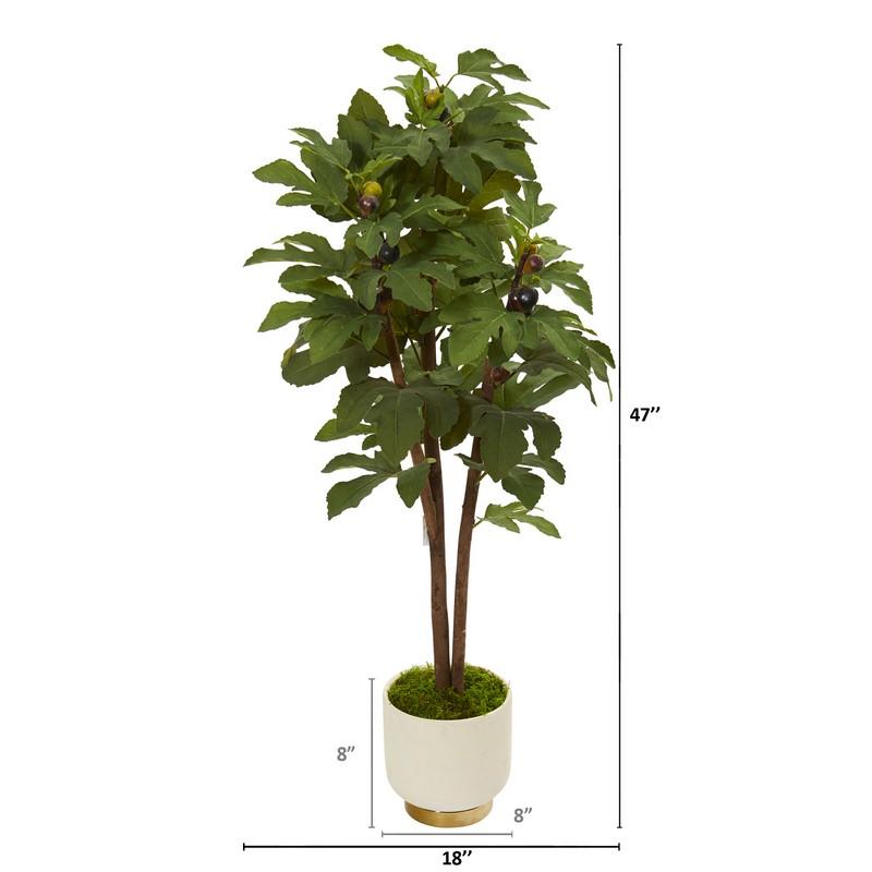 47" Fig Artificial Tree in White Bowl