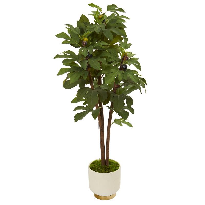 47" Fig Artificial Tree in White Bowl