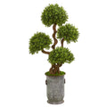 50" Triple Ball Boxwood Artificial Topiary Tree in Metal Planter