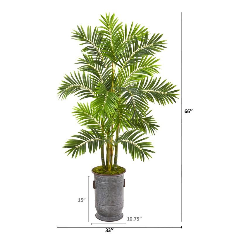 66" Areca Palm Artificial Tree in Metal Planter