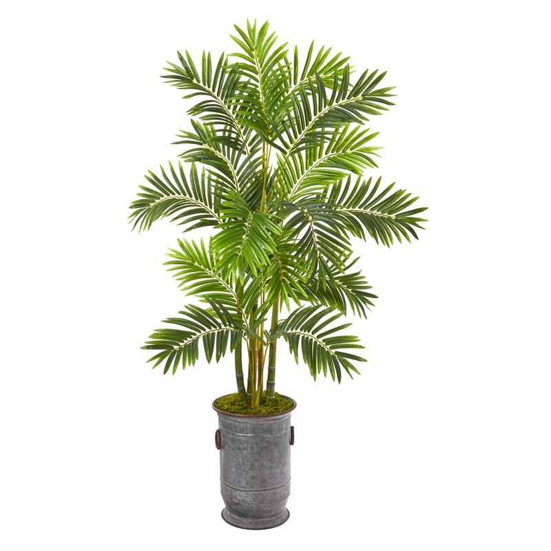 66" Areca Palm Artificial Tree in Metal Planter