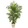 63" Areca Artificial Palm Tree in Country White Planter UV Resistant (Indoor/Outdoor)