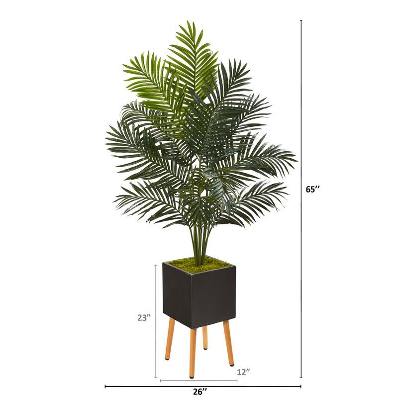 65" Paradise Palm Artificial Tree in Black Planter with Stand