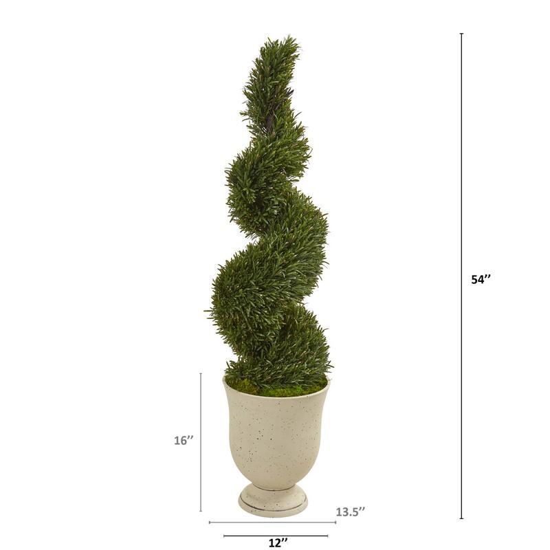 4.5'Rosemary Spiral Topiary Artificial Tree in Urn (Indoor/Outdoor)