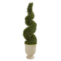 4.5'Rosemary Spiral Topiary Artificial Tree in Urn (Indoor/Outdoor)