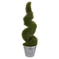 53" Rosemary Spiral Topiary Artificial Tree in Decorative Tin Bucket (Indoor/Outdoor)