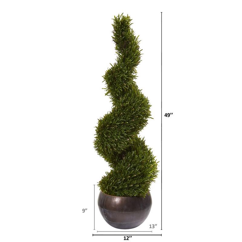 49" Rosemary Spiral Topiary Artificial Tree in Bowl (Indoor/Outdoor)