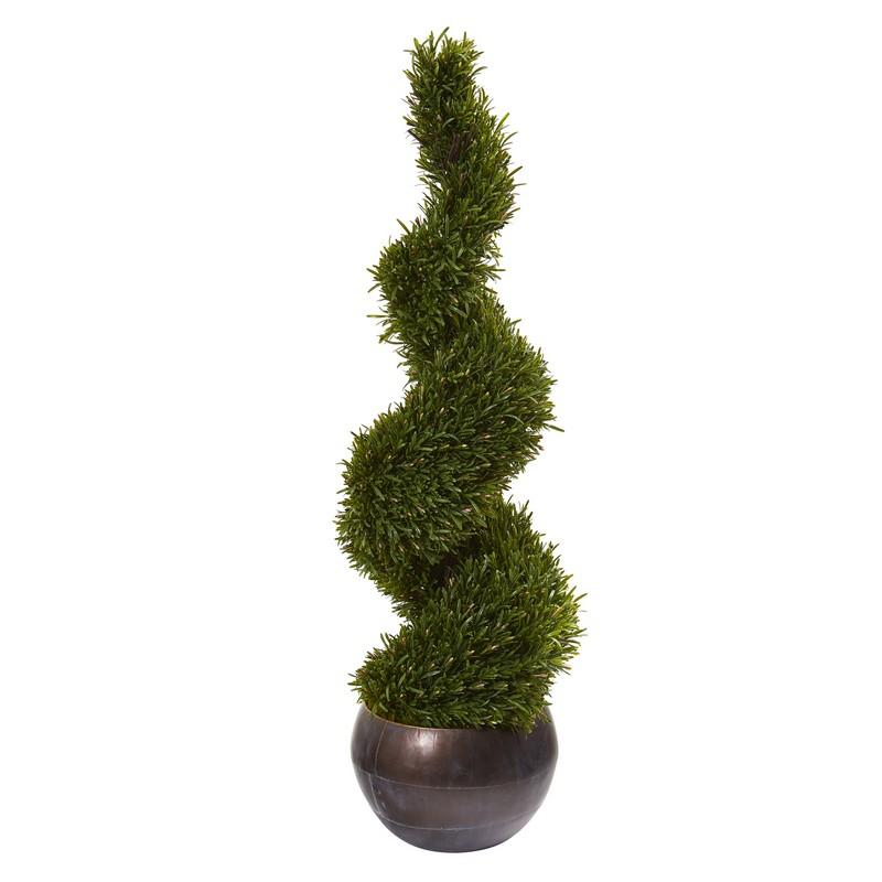 49" Rosemary Spiral Topiary Artificial Tree in Bowl (Indoor/Outdoor)