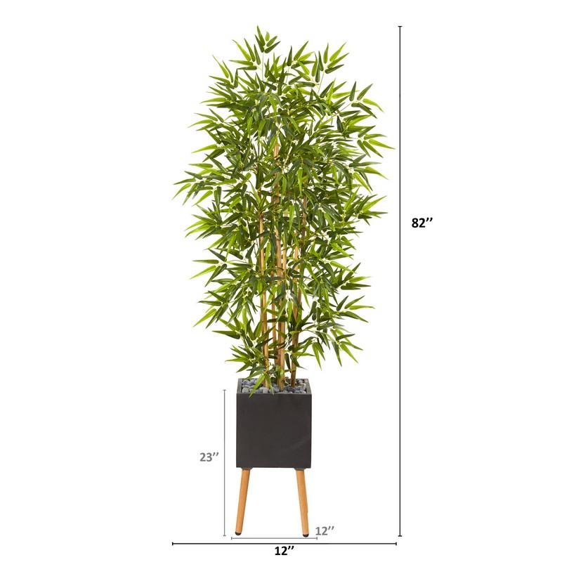 82" Bamboo Artificial Tree in Black Planter with Stand