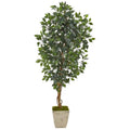 65" Ficus Artificial Tree in Country White Planter