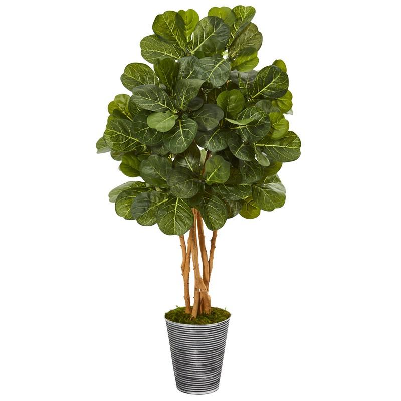 55" Fiddle Leaf Fig Artificial Tree in Decorative Tin Planter
