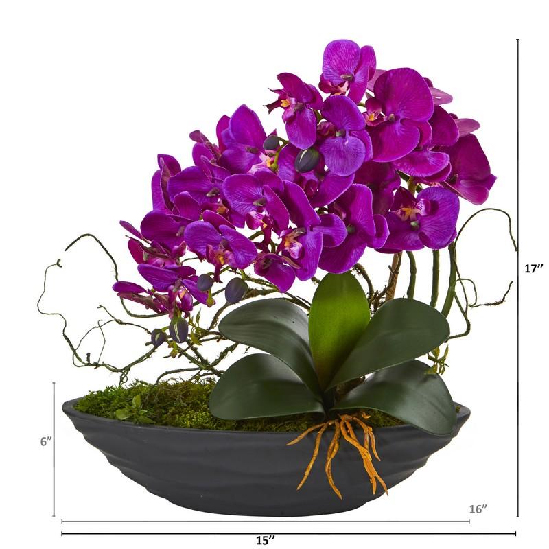 Phalaenopsis Orchid Artificial Arrangement in Decorative Planter