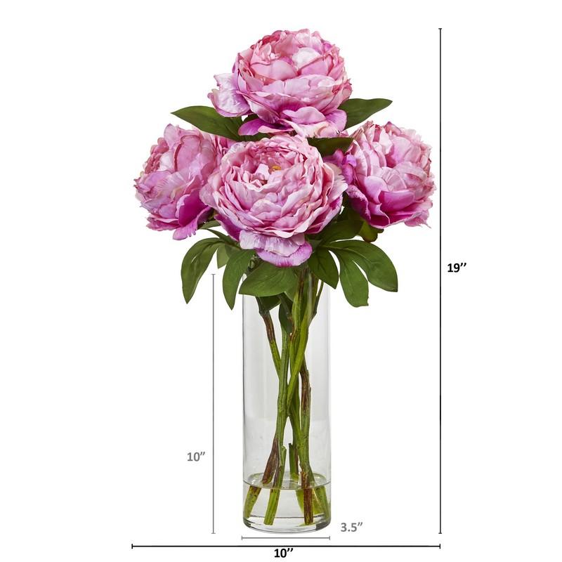 Peony Artificial Arrangement in Glass Vase