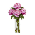 Peony Artificial Arrangement in Glass Vase
