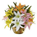 Lily Artificial Arrangement in Gold Vase