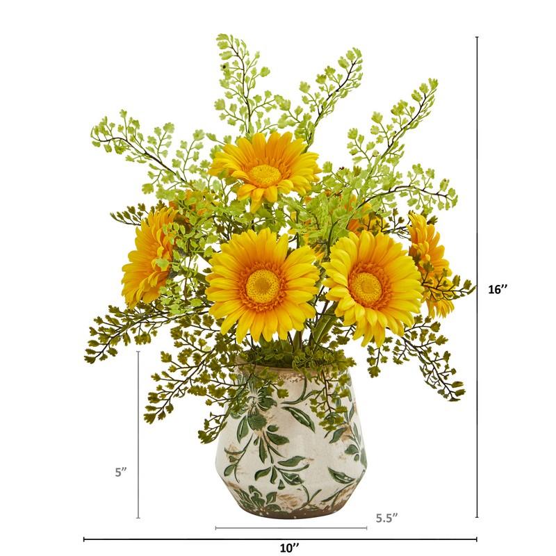 Gerber Daisy and Maiden Hair Artificial Arrangement in Vase