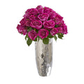 20" Rose Artificial Arrangement in Silver Vase