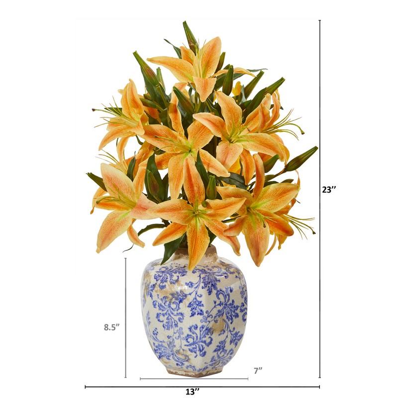 Lily Artificial Arrangement in Decorative Vase