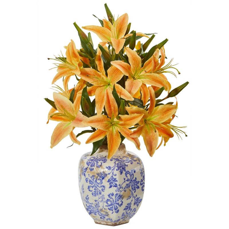 Lily Artificial Arrangement in Decorative Vase