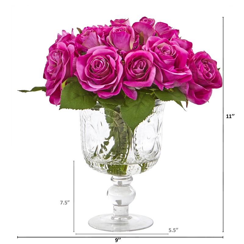 Rose Artificial Arrangement in Royal Glass Urn