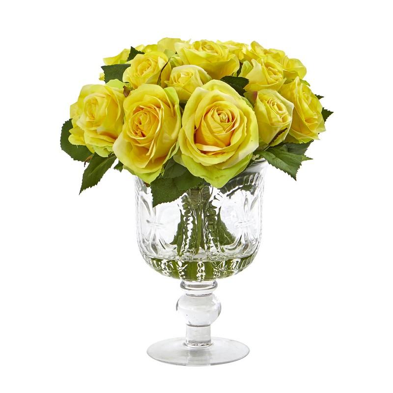 Rose Artificial Arrangement in Royal Glass Urn