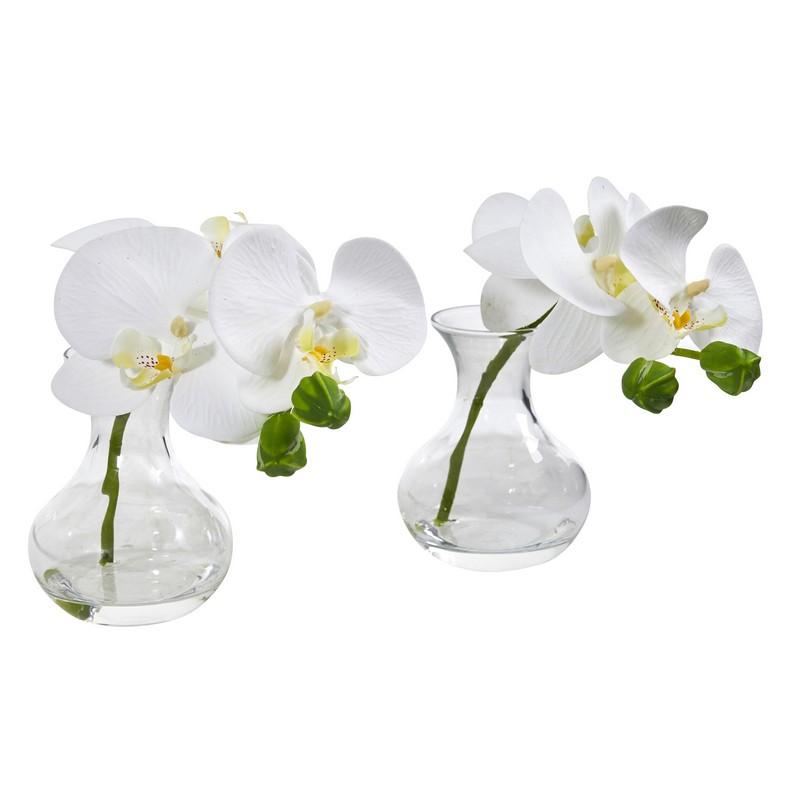 Phalaenopsis Orchid Artificial Arrangement in Vase (Set of 2)