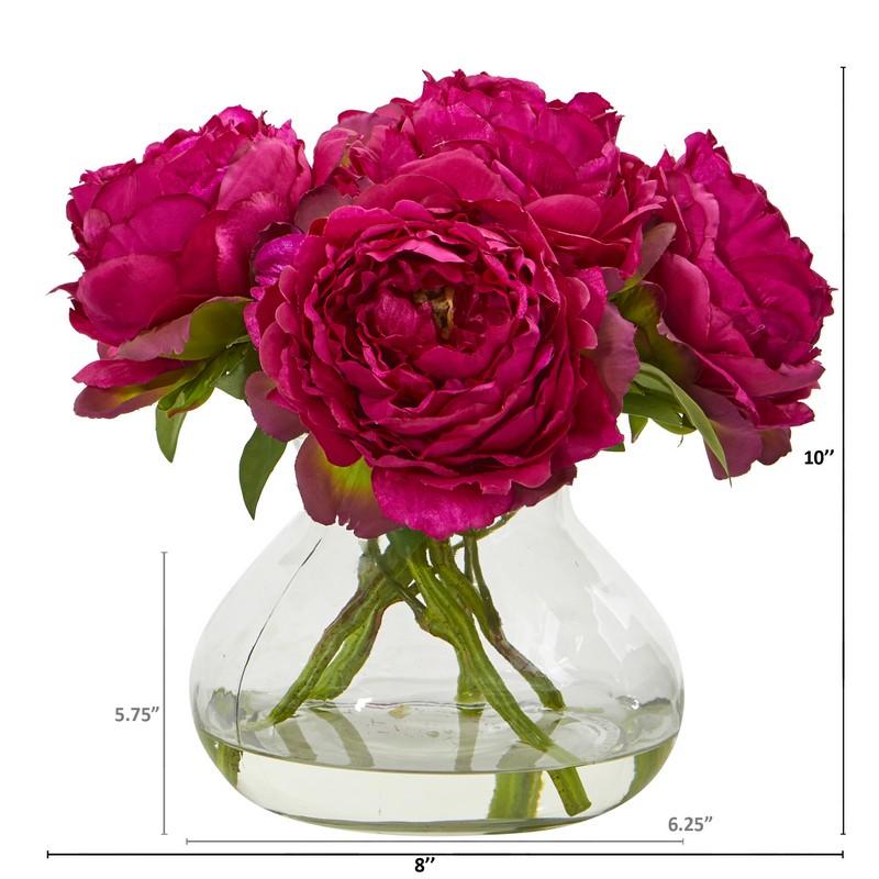 Peony Artificial Arrangement in Glass Vase