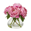 Peony Artificial Arrangement in Glass Vase