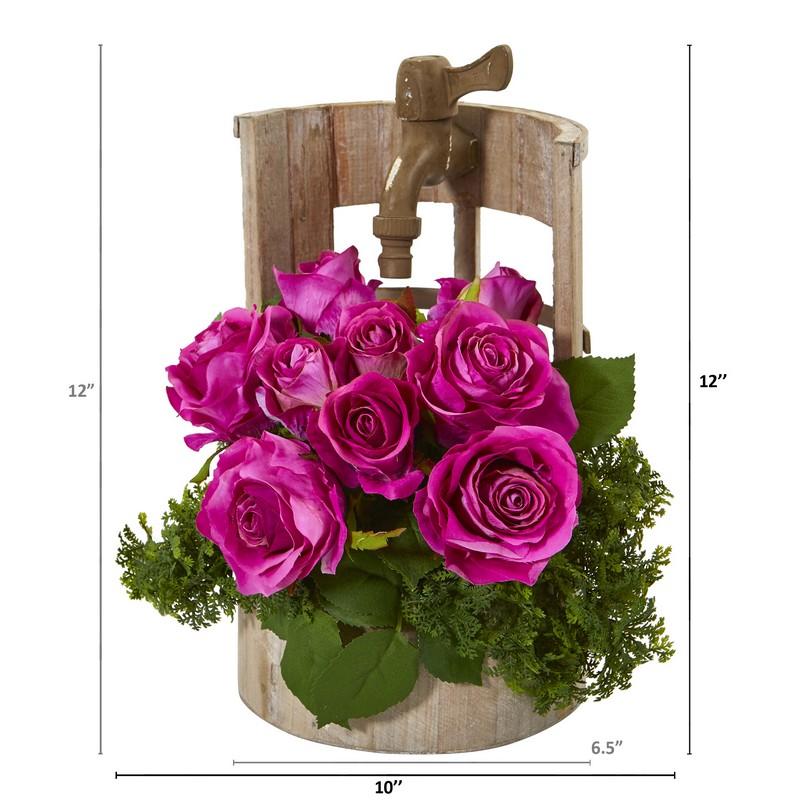 Rose Artificial Arrangement in Faucet Planter