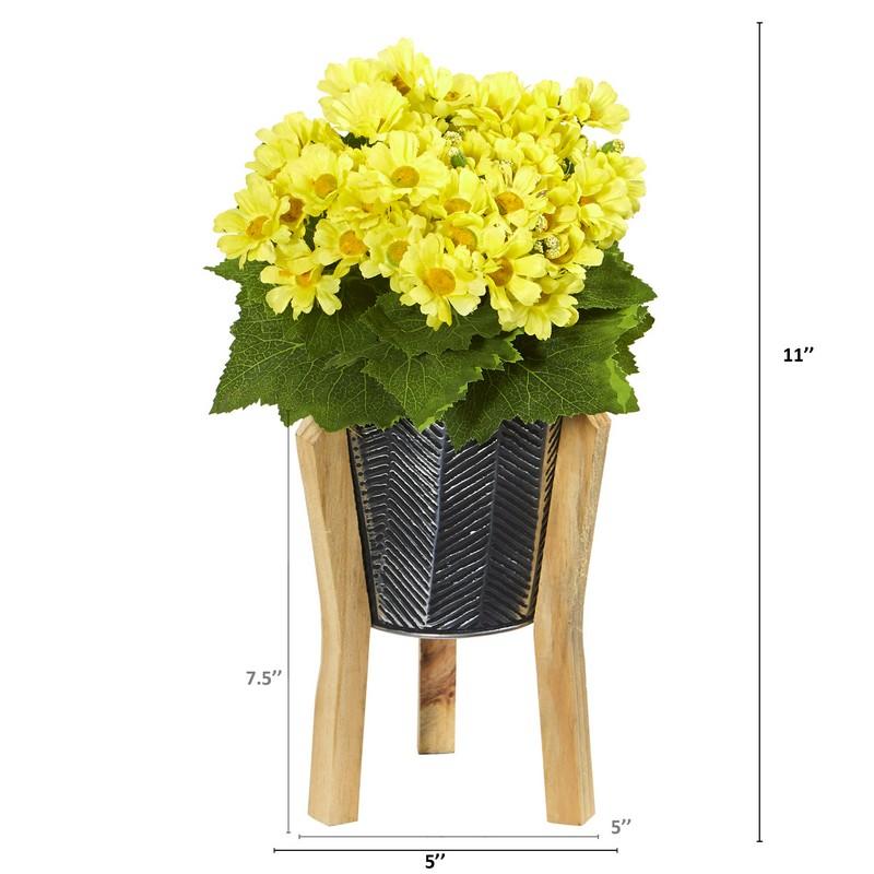 11" Daisy Artificial Arrangement in Tin Vase (Set of 3)