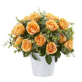 16" Rose and Eucalyptus Artificial Arrangement in Tin Vase