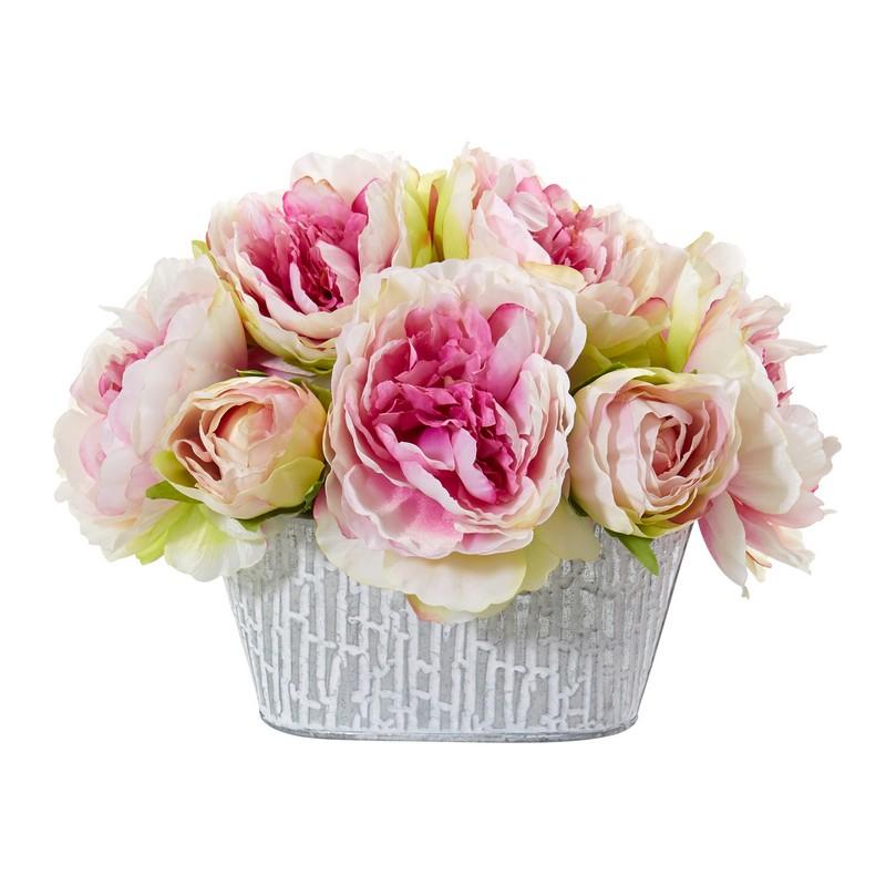 Peony Artificial Arrangement in Decorative Vase
