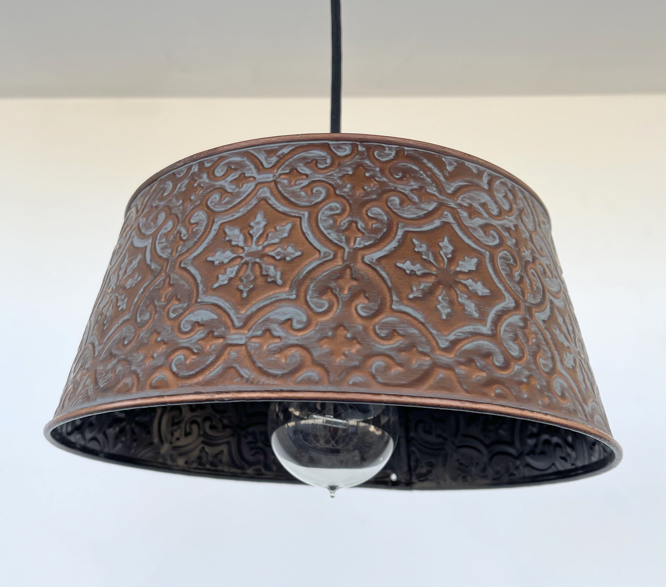 Ornate Copper Pendant 1-Light | 12" | Farmhouse Kitchen & Dining