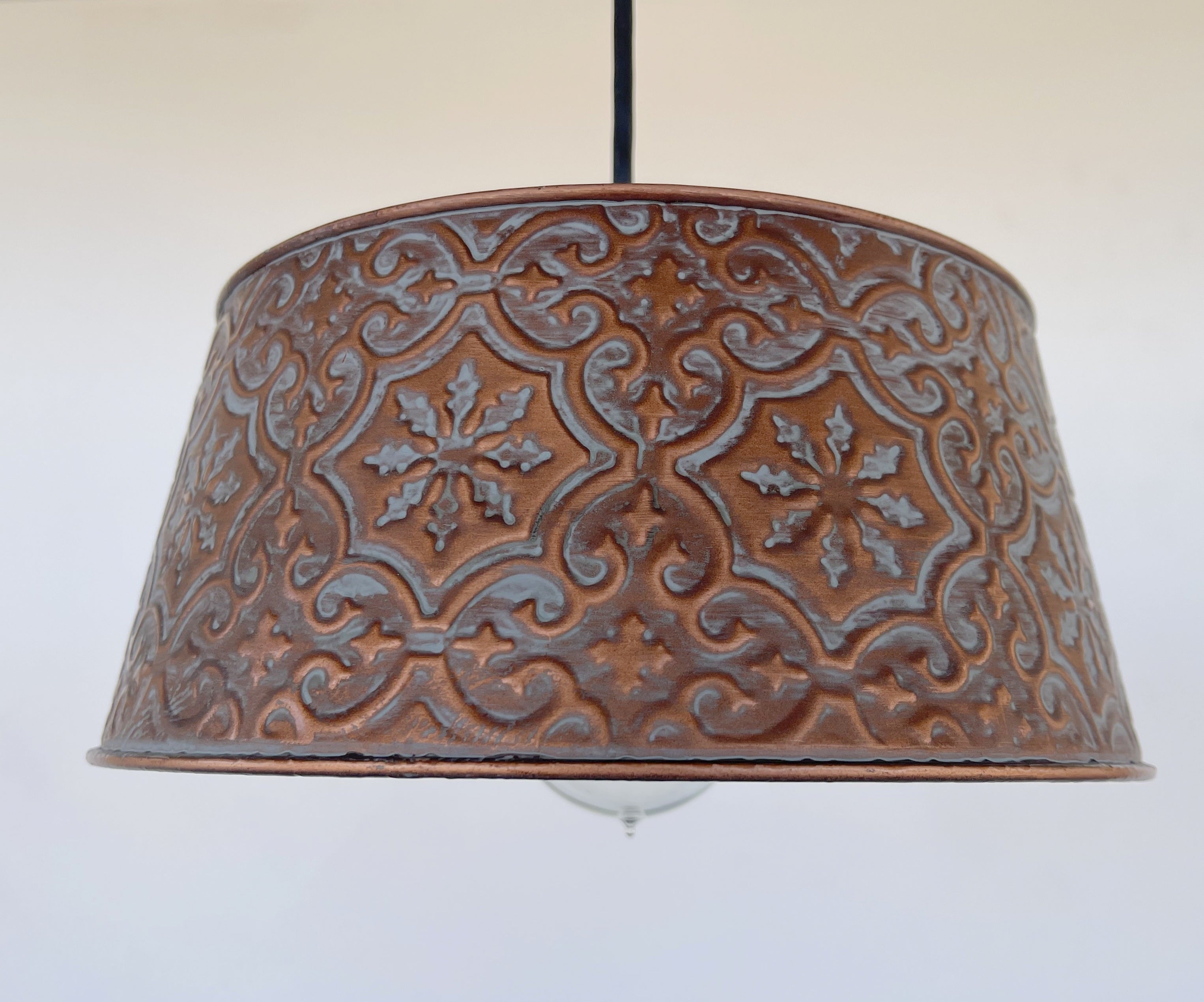 Ornate Copper Pendant 1-Light | 12" | Farmhouse Kitchen & Dining