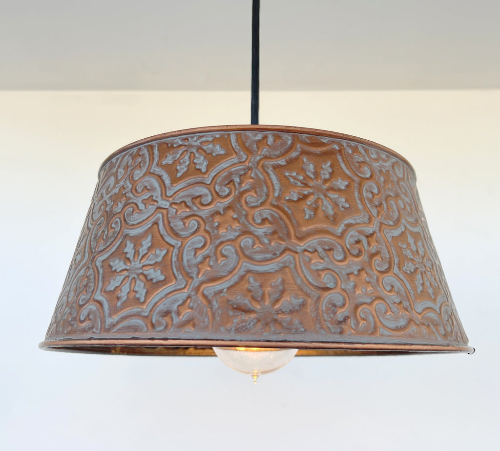 Ornate Copper Pendant 1-Light | 12" | Farmhouse Kitchen & Dining