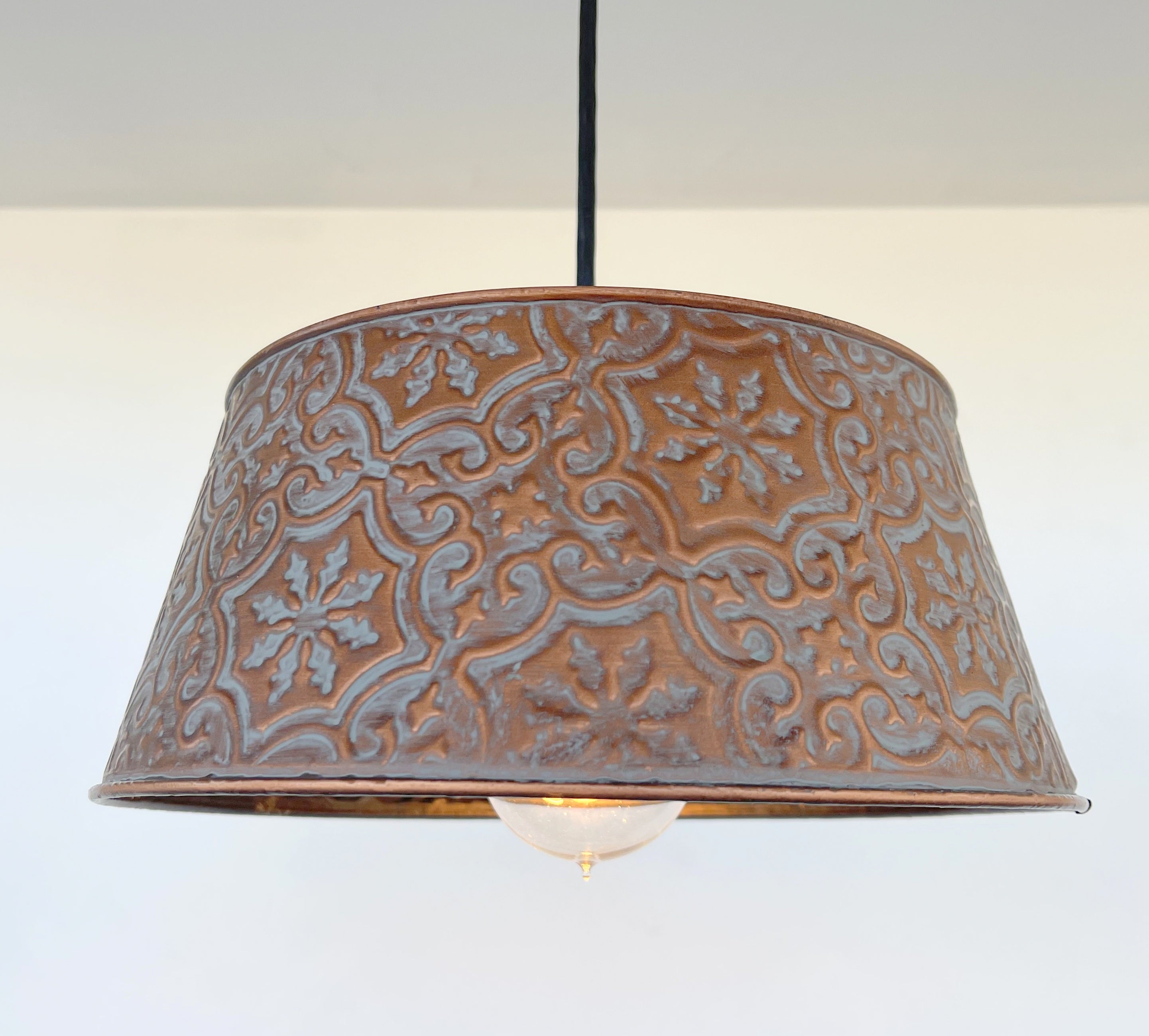 Ornate Copper Pendant 1-Light | 12" | Farmhouse Kitchen & Dining