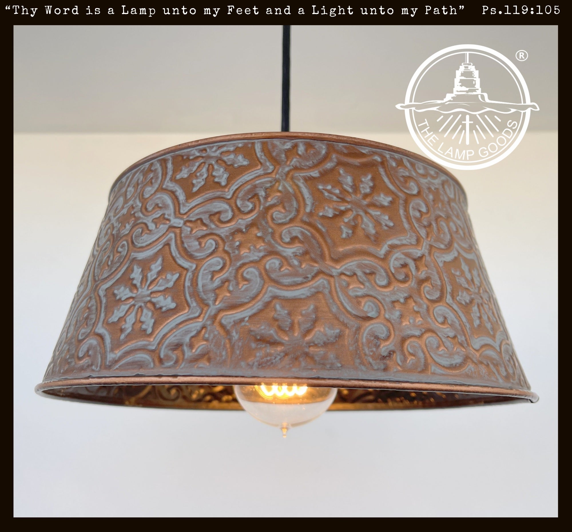 Ornate Copper Pendant 1-Light | 12" | Farmhouse Kitchen & Dining