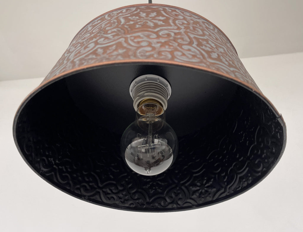 Ornate Copper Pendant 1-Light | 12" | Farmhouse Kitchen & Dining
