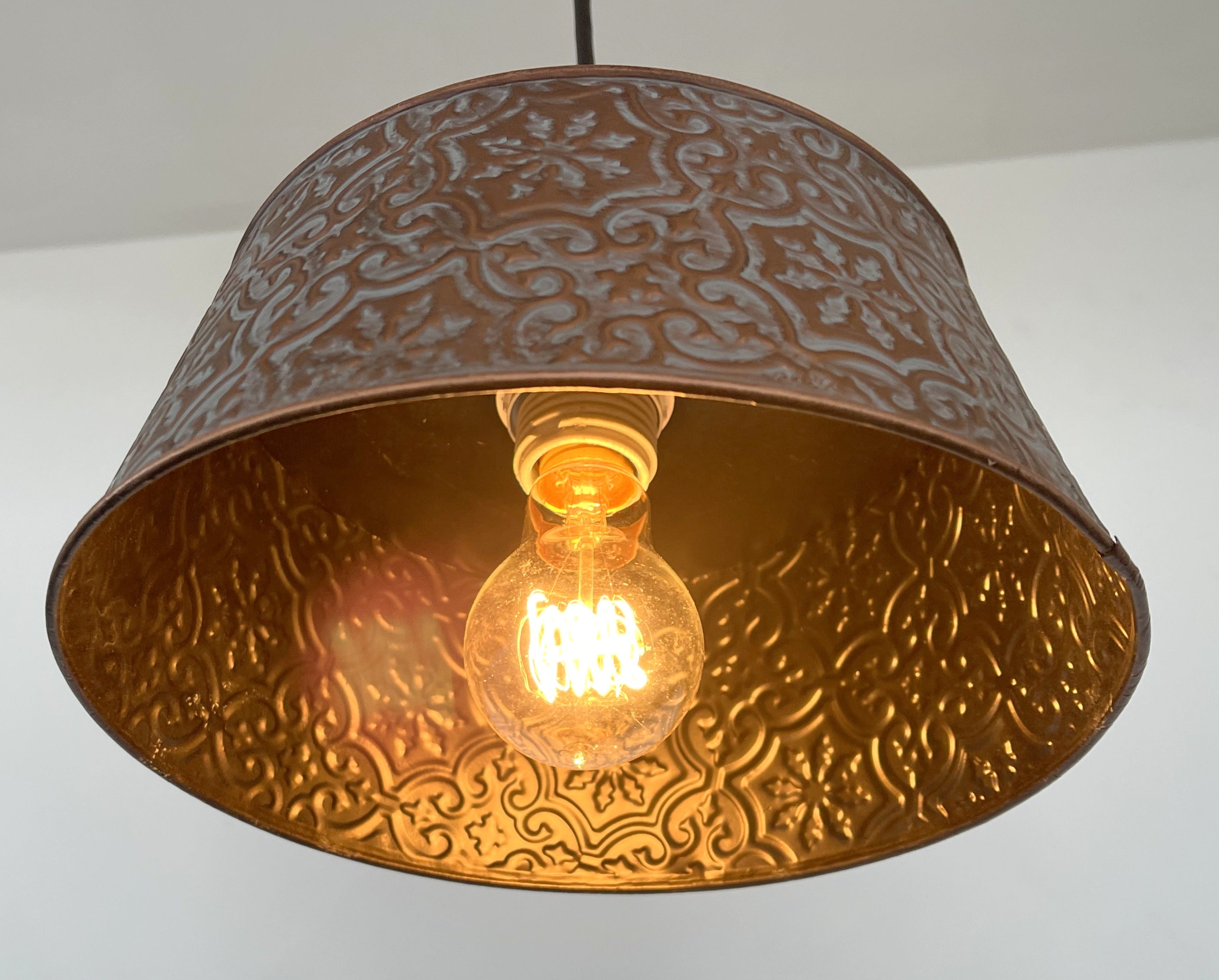 Ornate Copper Pendant 1-Light | 12" | Farmhouse Kitchen & Dining