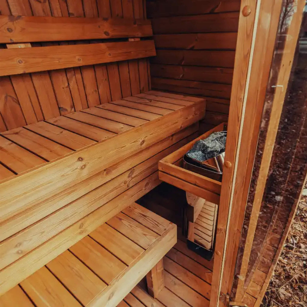Premium 3-Person Outdoor Scandinavian ThermoWood® Cube Sauna Kit With LED Lighting [MW12] (SAK47582)