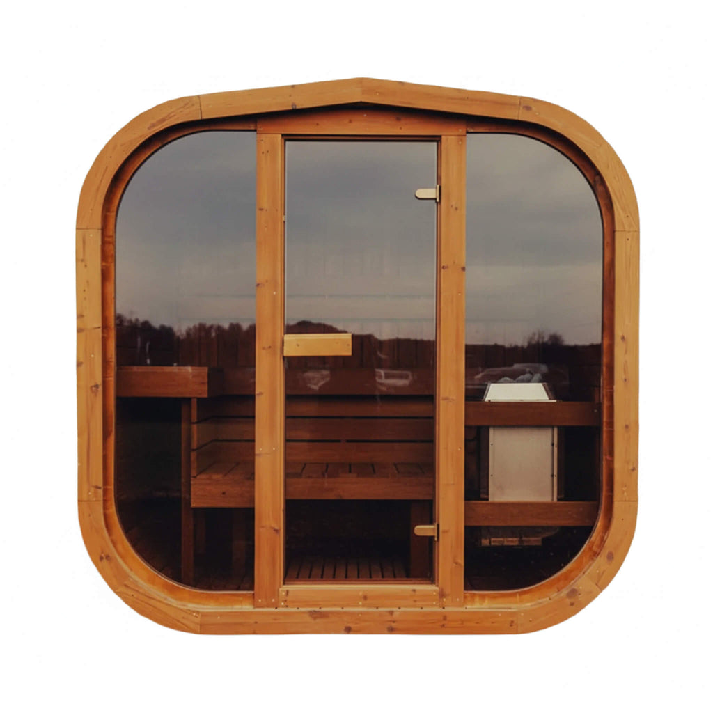 Premium 3-Person Outdoor Scandinavian ThermoWood® Cube Sauna Kit With LED Lighting [MW12] (SAK47582)