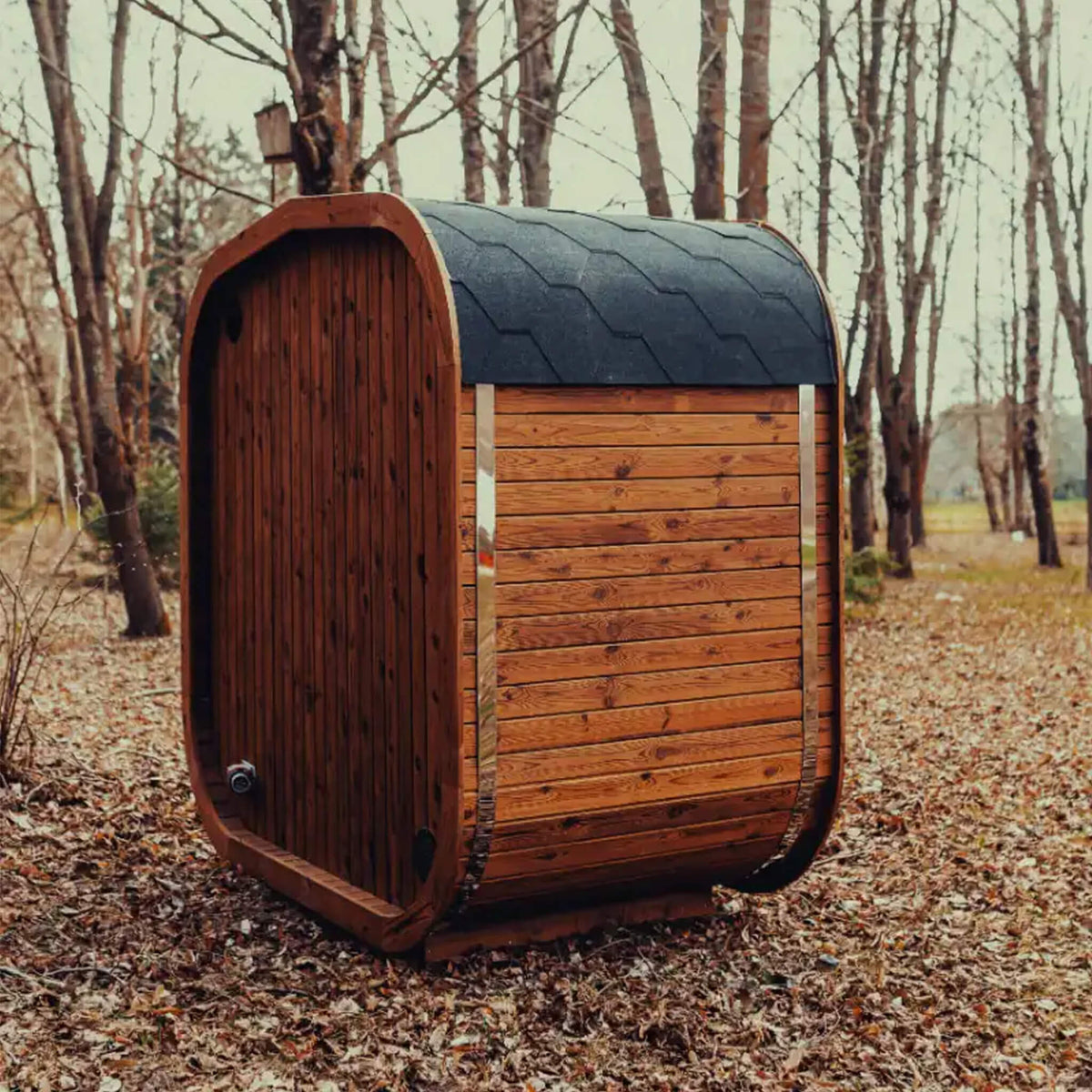 Premium 3-Person Outdoor Scandinavian ThermoWood® Cube Sauna Kit With LED Lighting [MW12] (SAK47582)