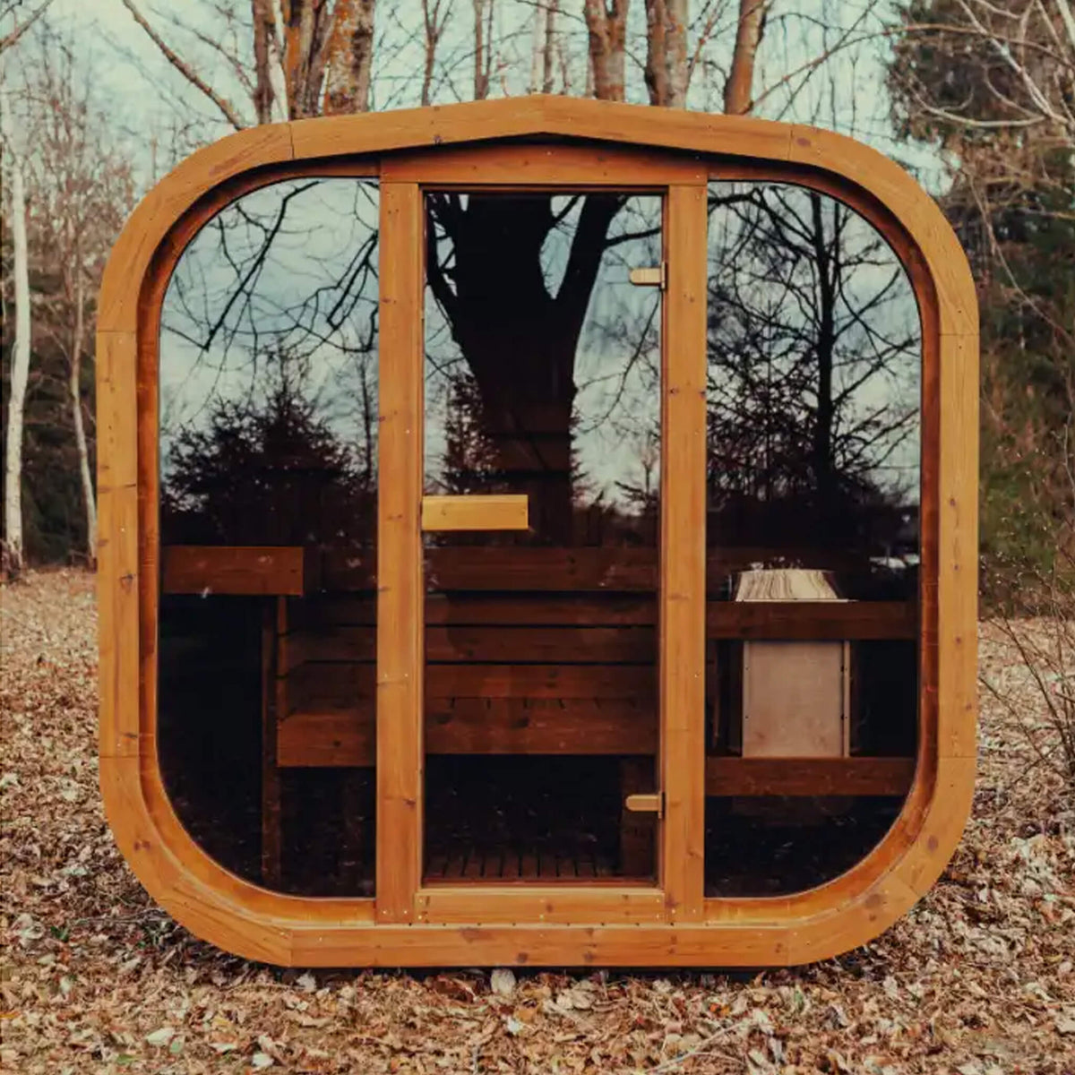 Premium 3-Person Outdoor Scandinavian ThermoWood® Cube Sauna Kit With LED Lighting [MW12] (SAK47582)