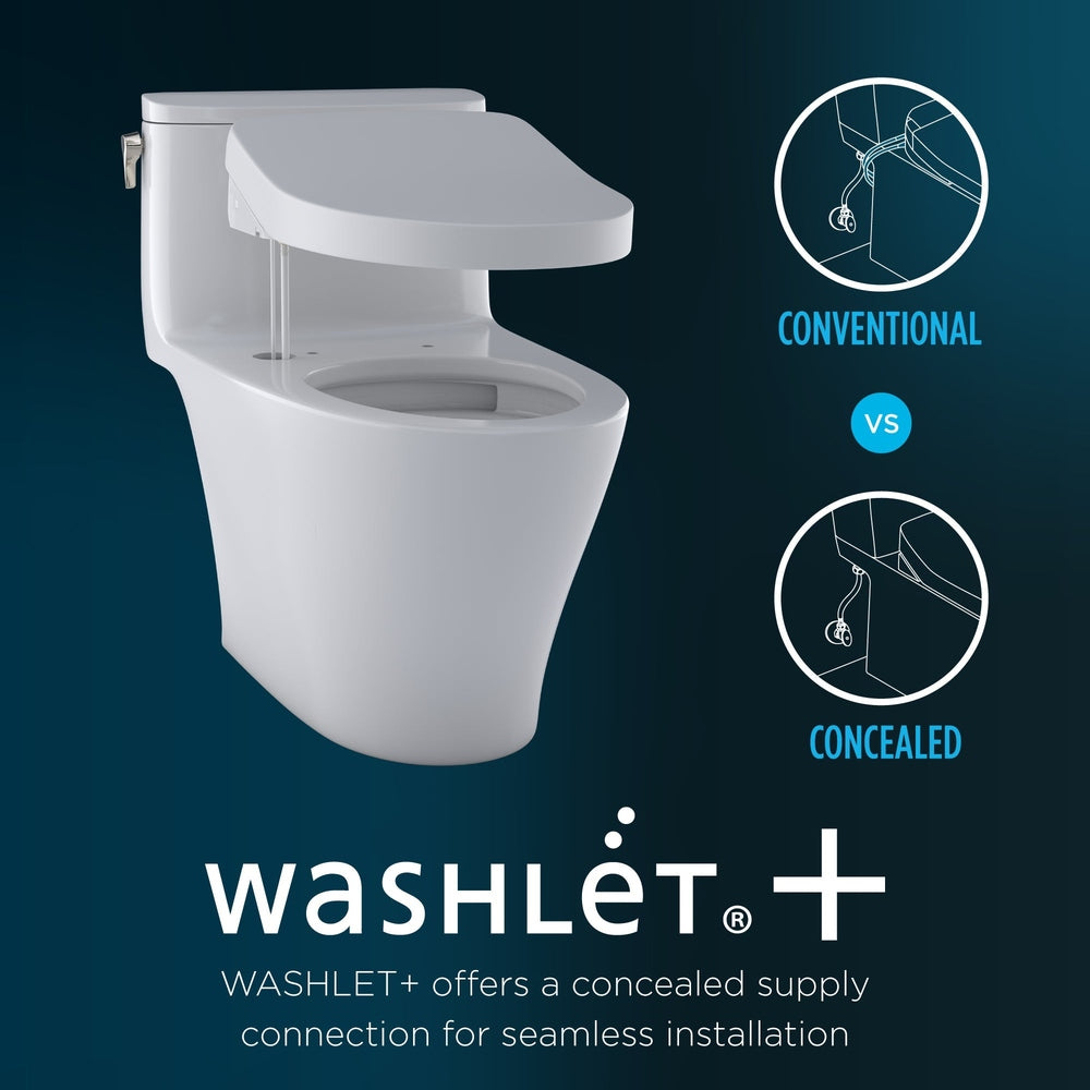 TOTO WASHLET+ Aquia IV One-Piece Dual Flush Toilet with Auto Flush S7A Bidet Seat, Cotton White